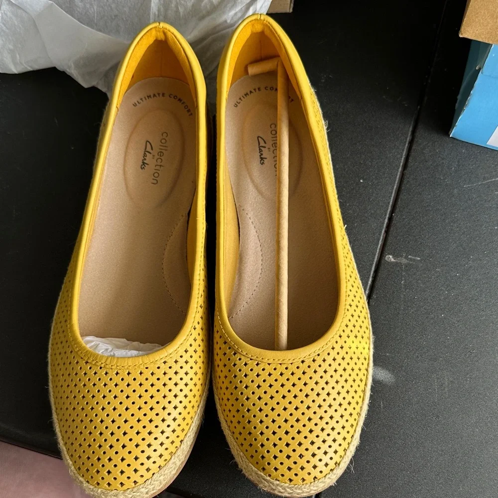 Clarks Women's Yellow Espadrille Flats